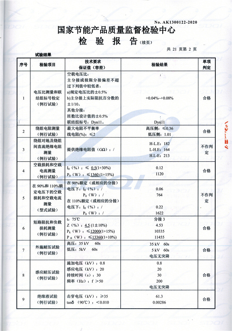 高低压试验报告-S11-1250交城交城交城油浸式变压器-2.jpg